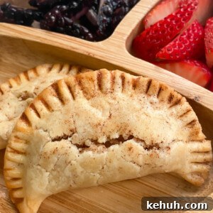 Apple pie empanadas served with blackberries and strawberries