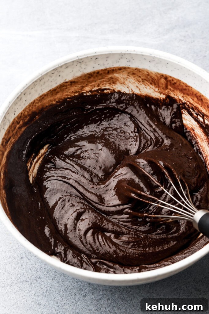 Decadent Chocolate Brownie Pie Recipe for Chocolate Lovers 12 brownie batter mixed together before adding the flour