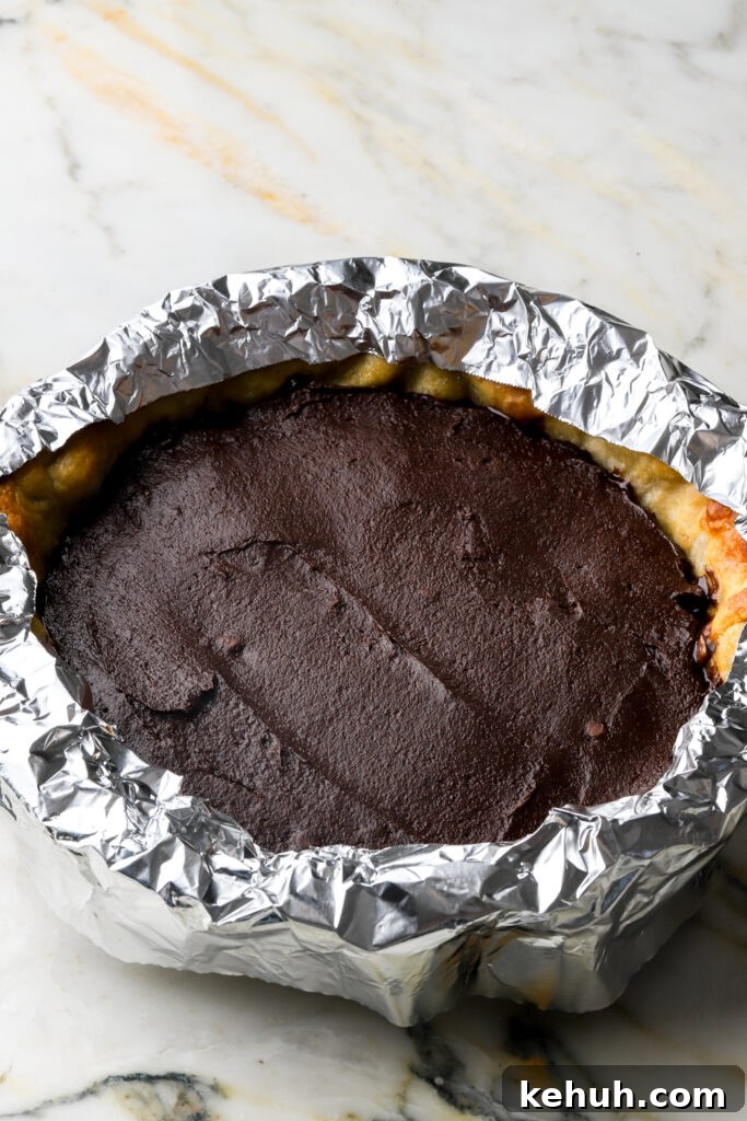 Decadent Chocolate Brownie Pie Recipe for Chocolate Lovers 15 edges of crust covered with foil