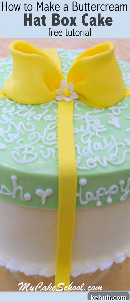 Learn how to make a hat box cake with a frosted lid in this MyCakeSchool.com Free Tutorial!