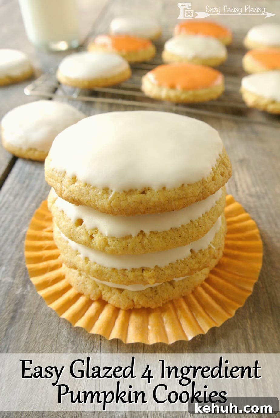 Glazed 4-Ingredient Pumpkin Cookies Recipe 2 Easy glazed 4 ingredient pumpkin cookies take no time to make. Make professional looking cookies with store bought items.