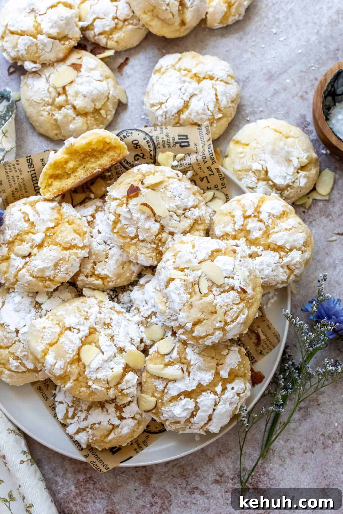 Lemon cookies on a white plate.