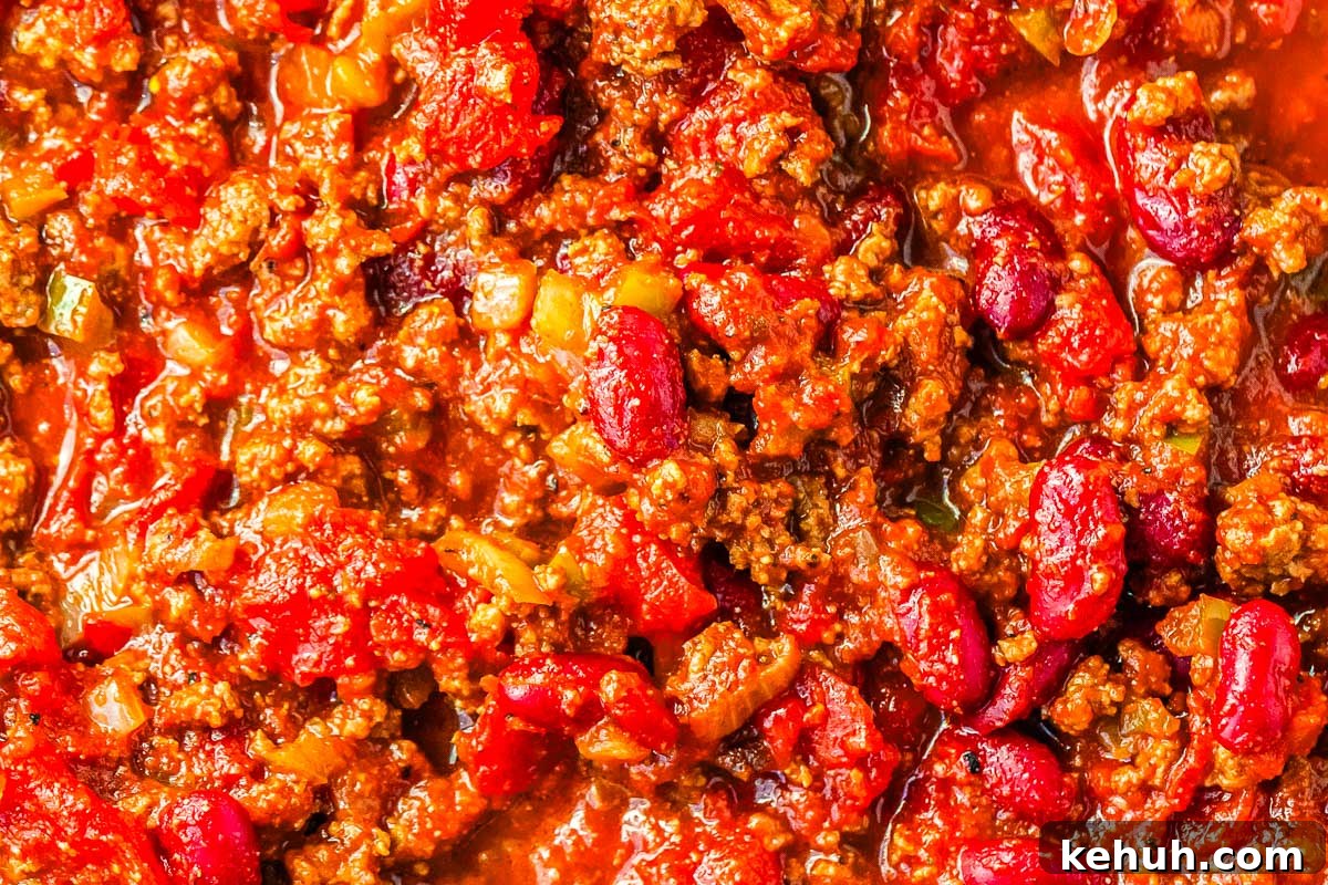 Sonic-Style Chili Recipe: Classic Spicy Bowl at Home 3 A close up of the finished Sonic chili recipe.