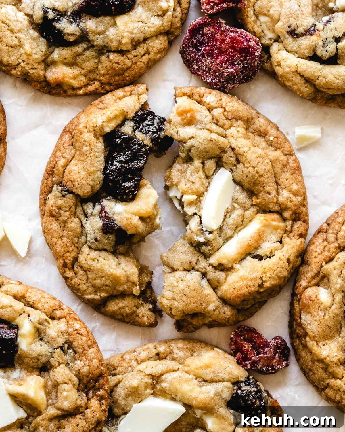 Dried strawberry white chocolate cookies.