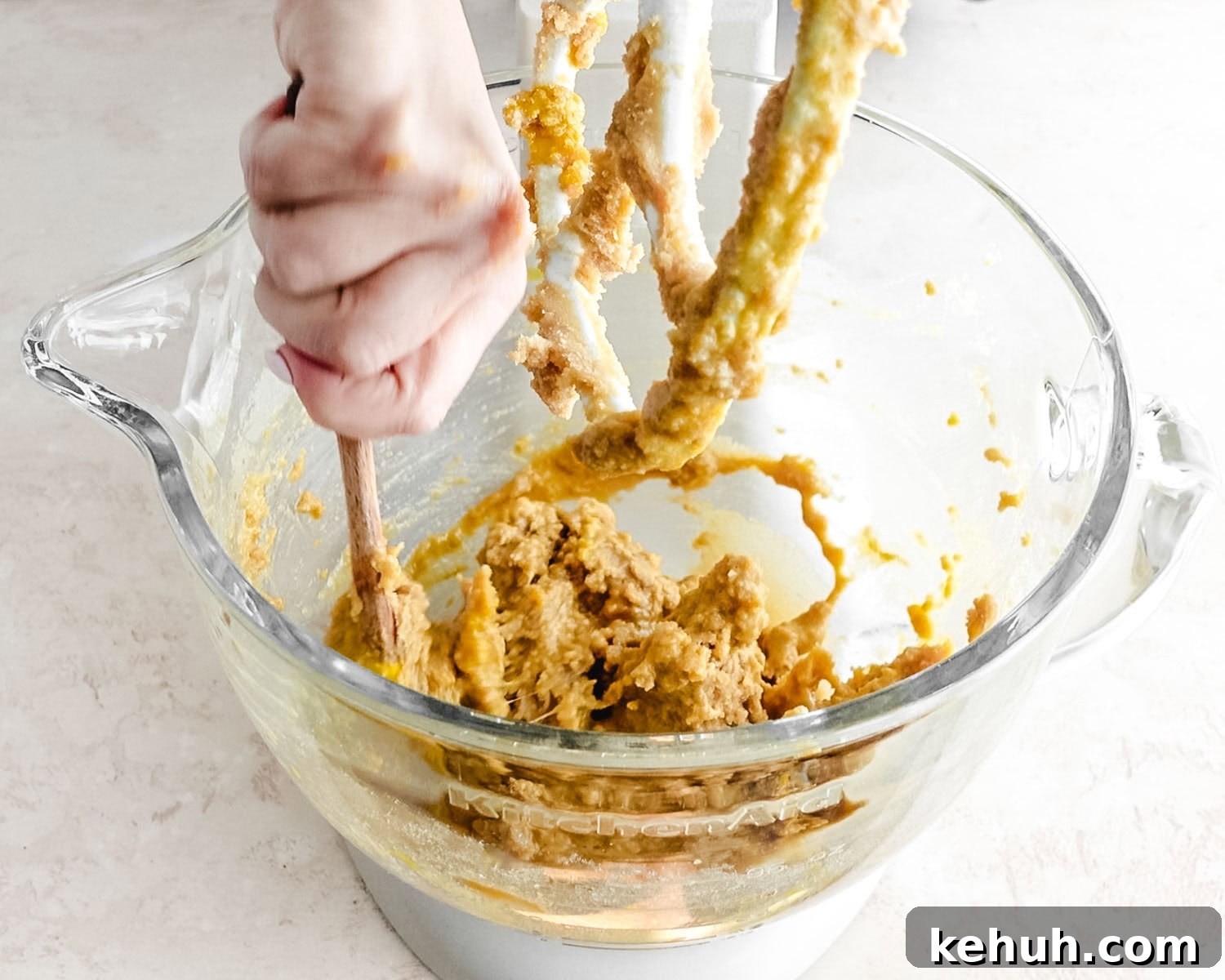 Scrape the bottom and the sides of the bowl as needed to ensure everything is evenly mixed.