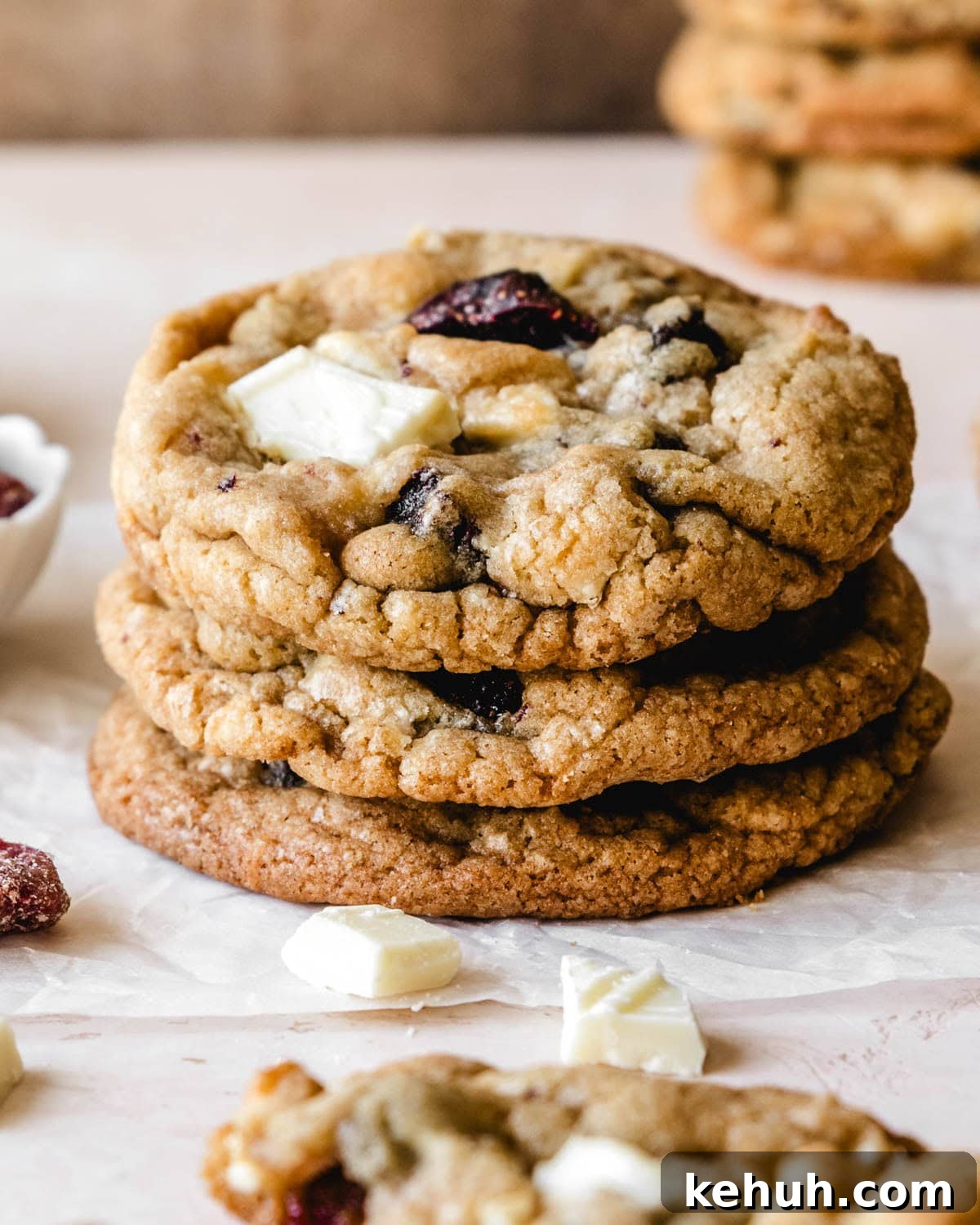 Thick and chewy white choc strawberry cookies.