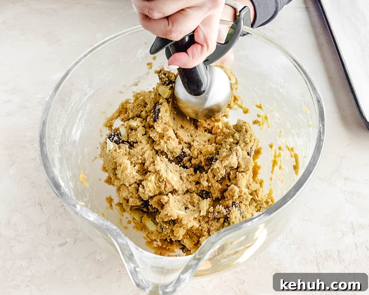 Use a large cookie scoop to portion out the cookie dough.