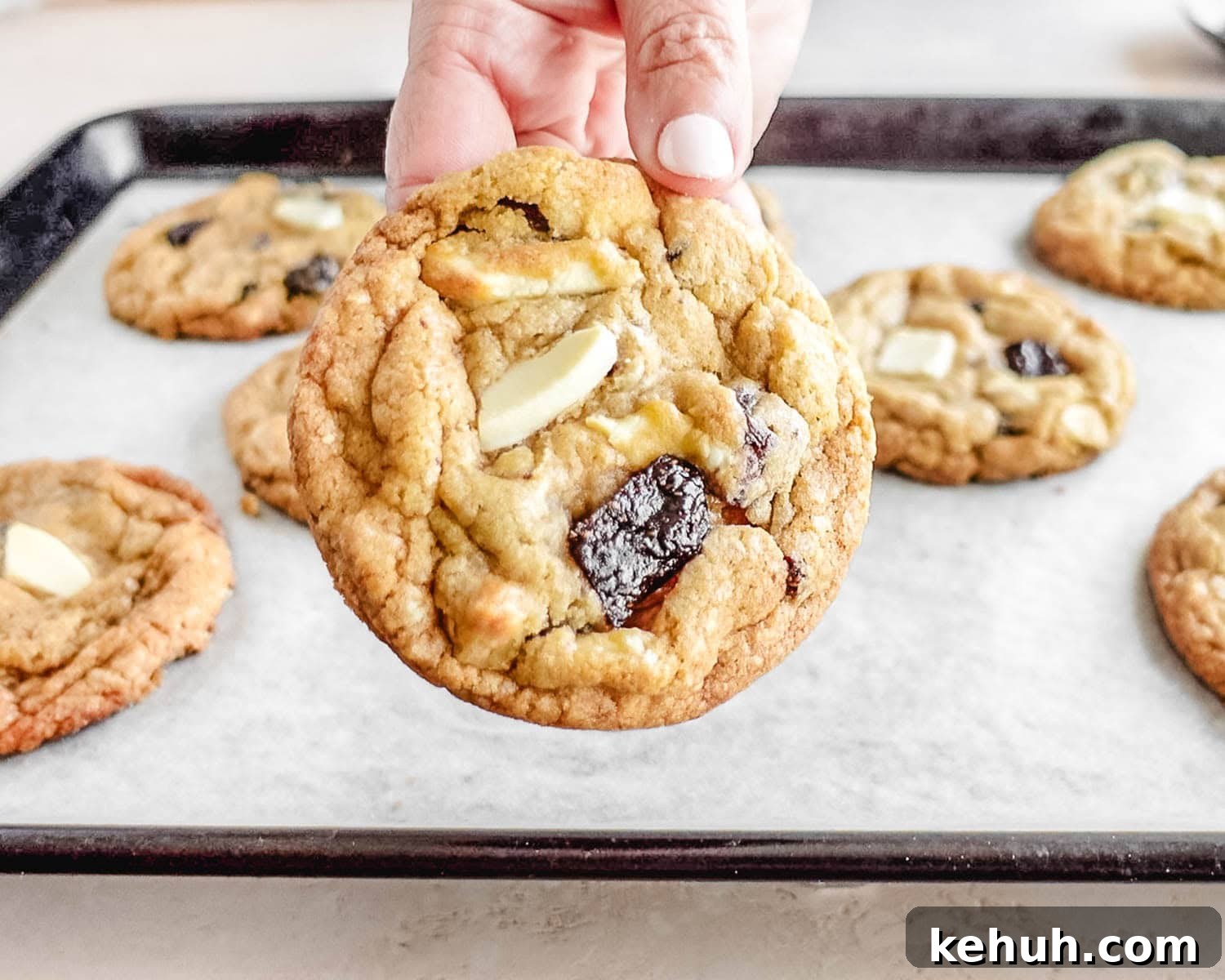Freshly baked strawberry white chocolate cookies.