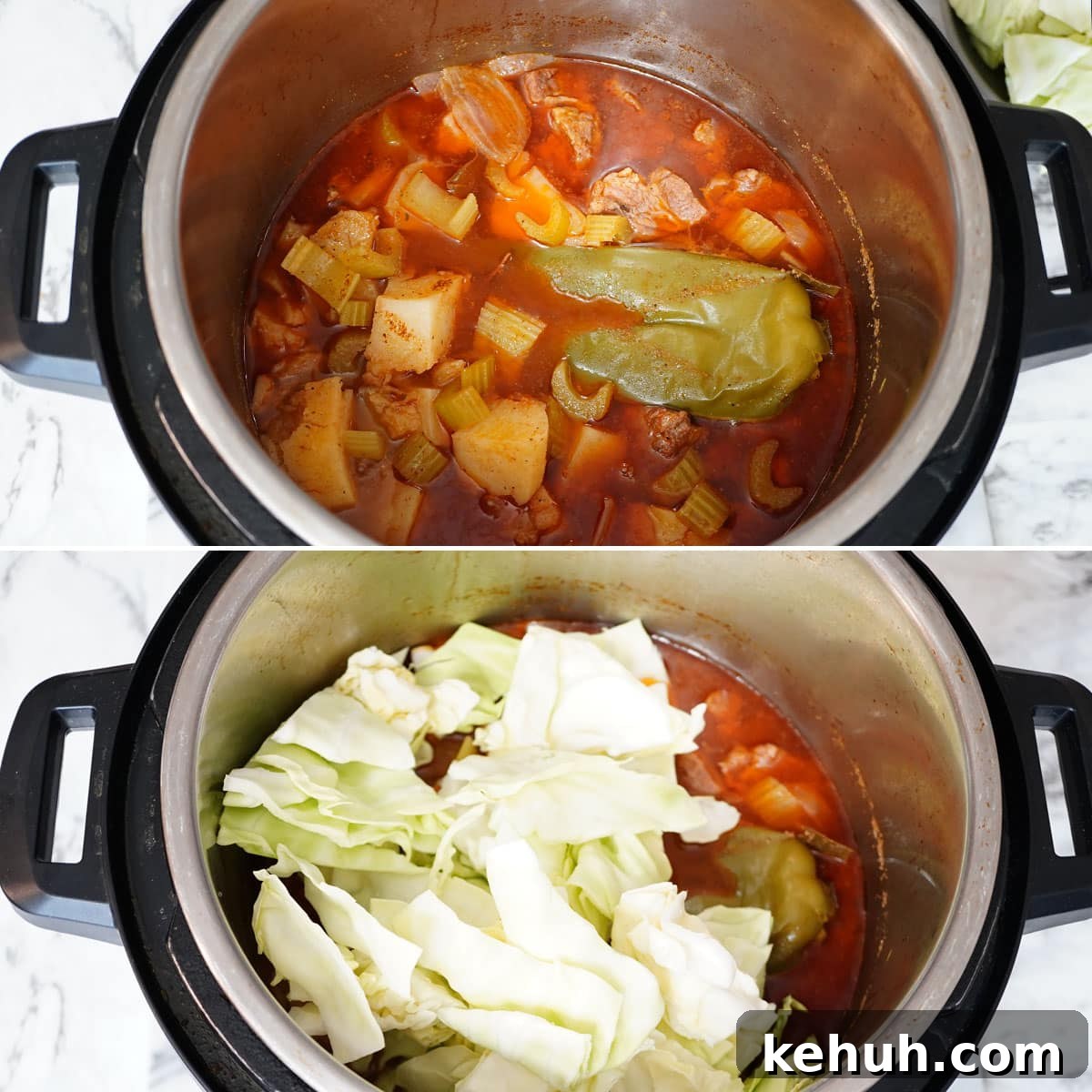 Instant Pot Beef and Cabbage Stew Recipe for Tender Meat 10 add the cabbage