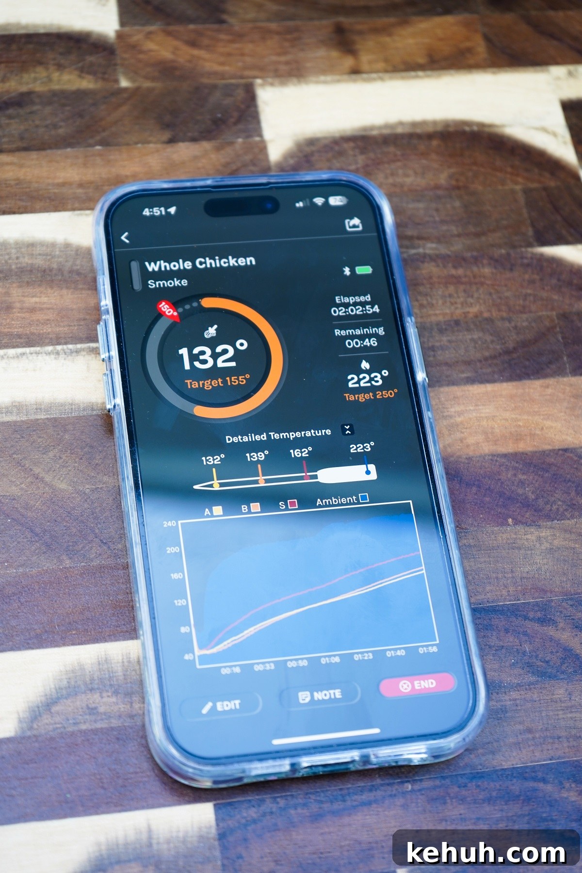 The Meatstick 4x Mobile app in use during cook. 