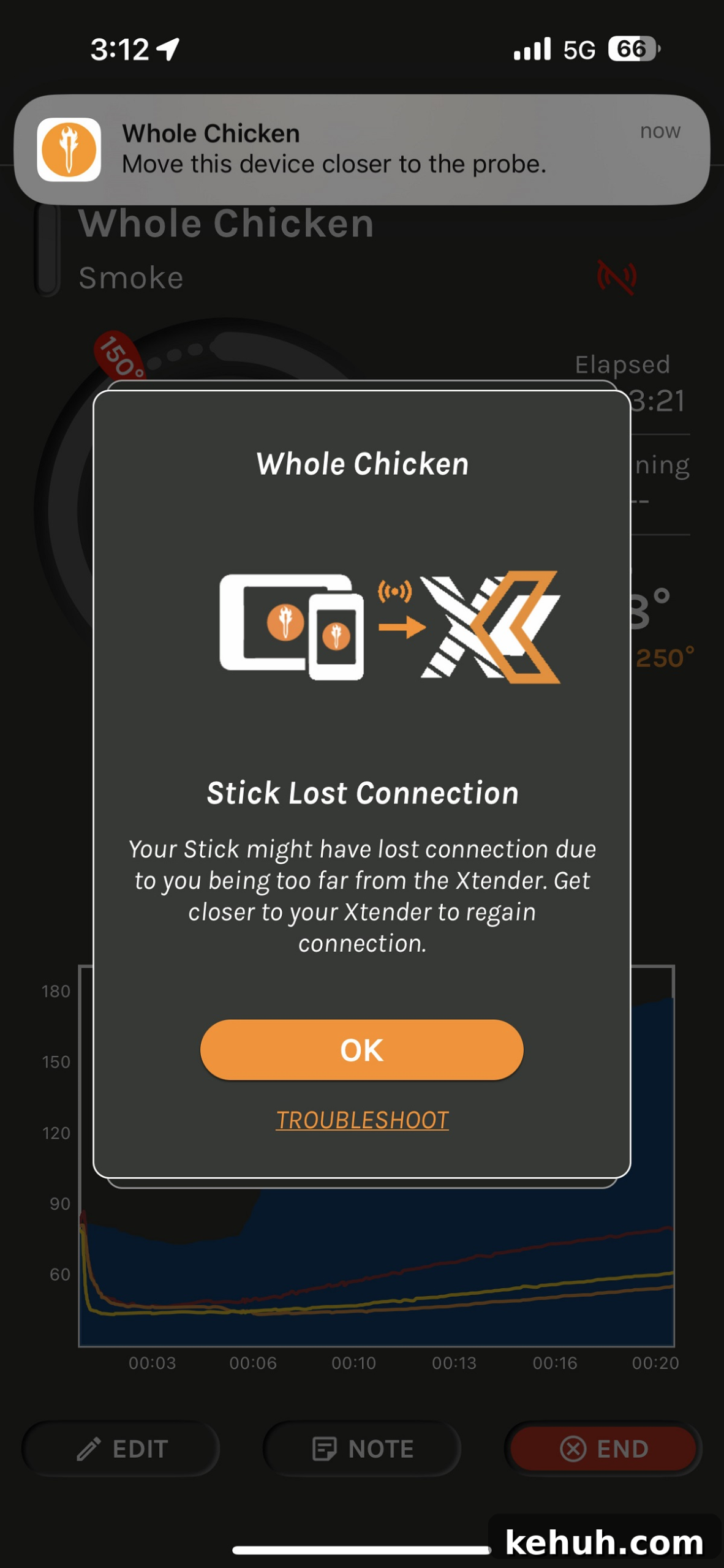 Meatstick loss connection notification. 