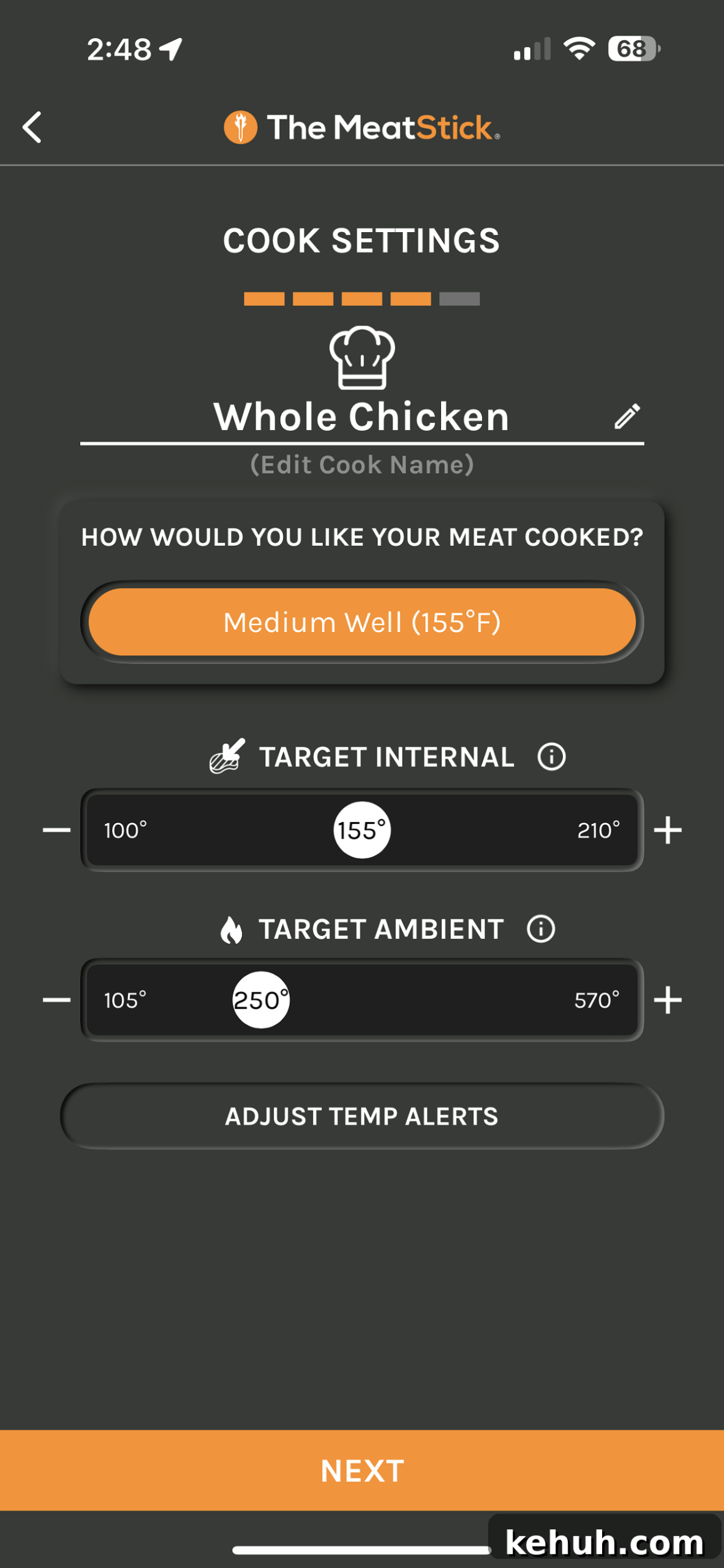 Using the Meatstick Mobile App.