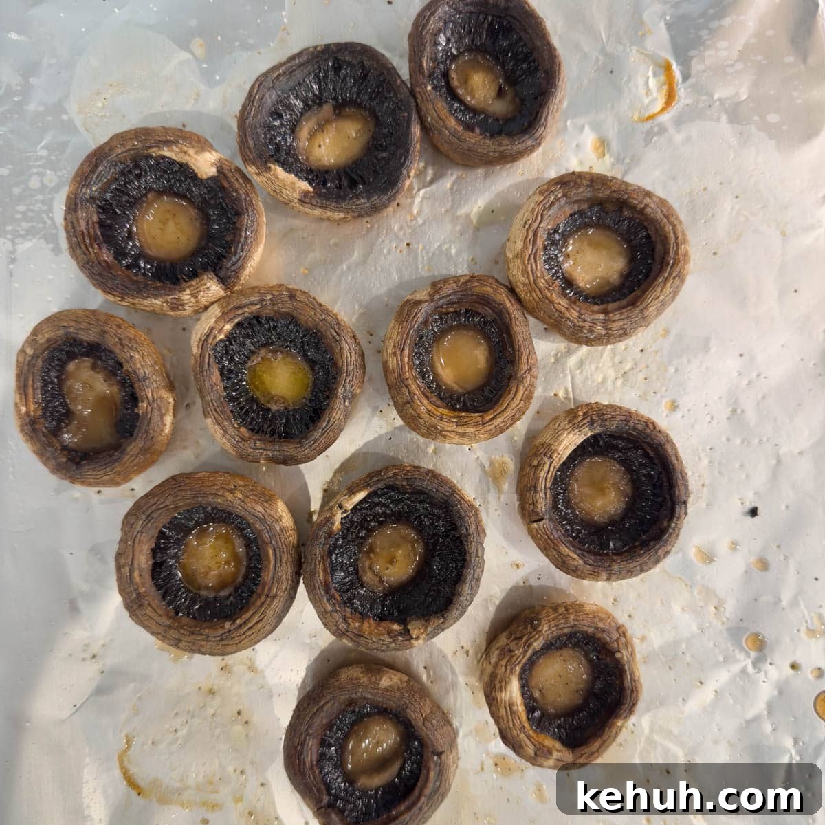 Parmesan Spinach-Stuffed Mushrooms: Savory Appetizer Recipe 8 Baked mushroom caps ready to be filled.