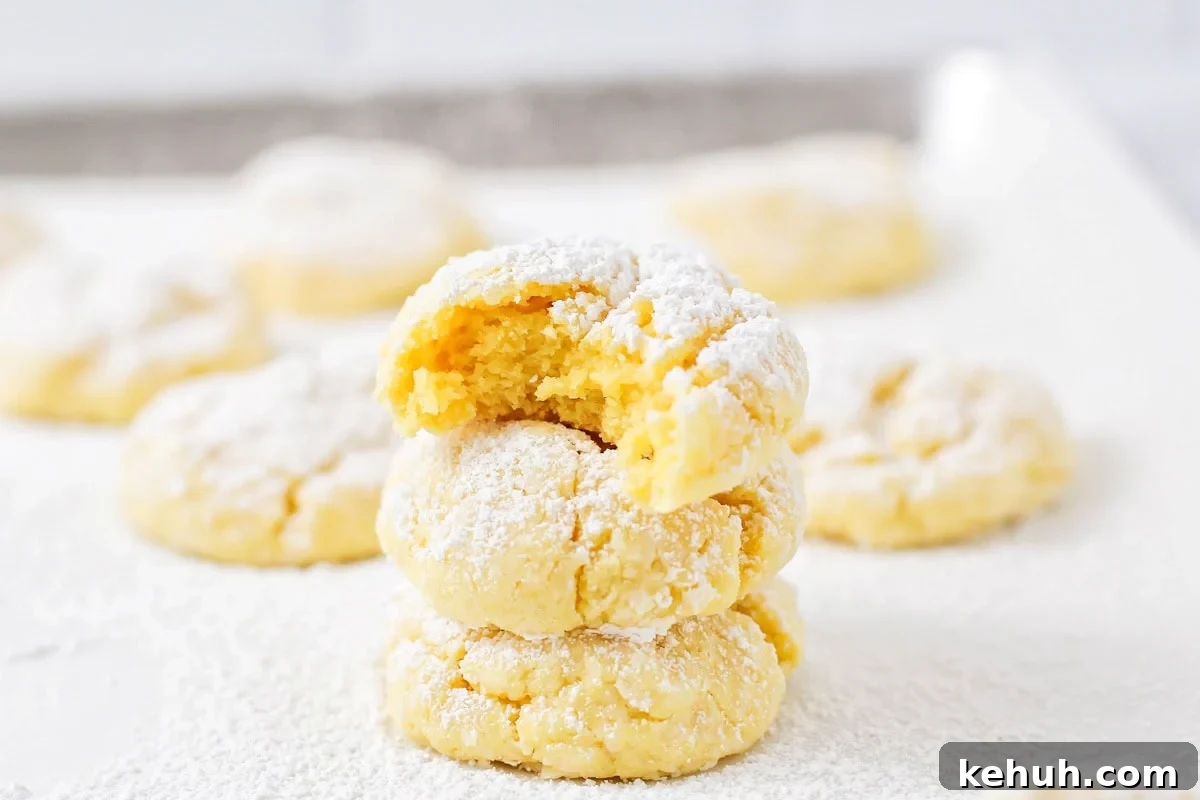 Homemade gooey butter cookies on tray.