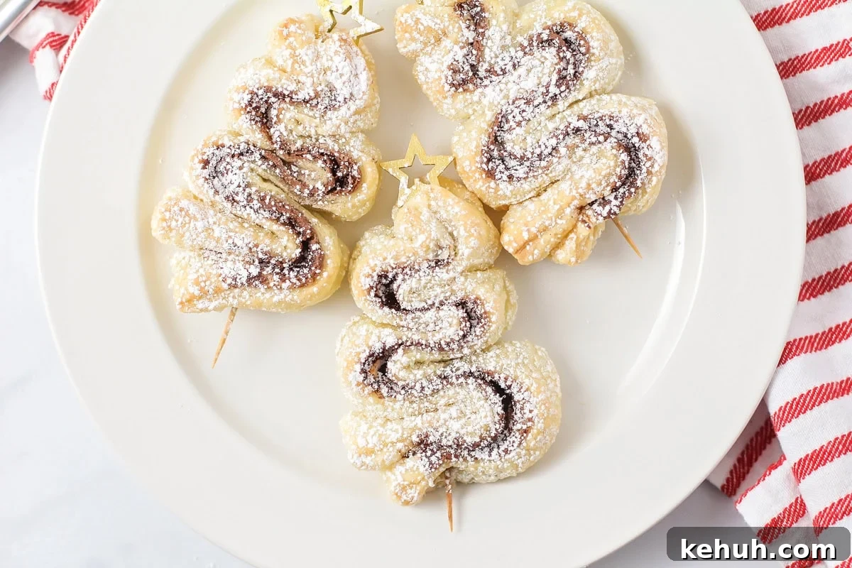 Nutella christmas trees on tray.