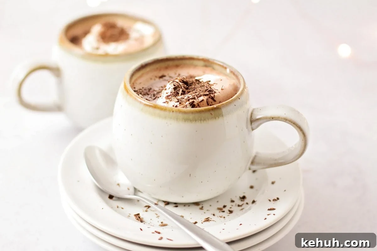Hero shot of homemade hot chocolate recipe.