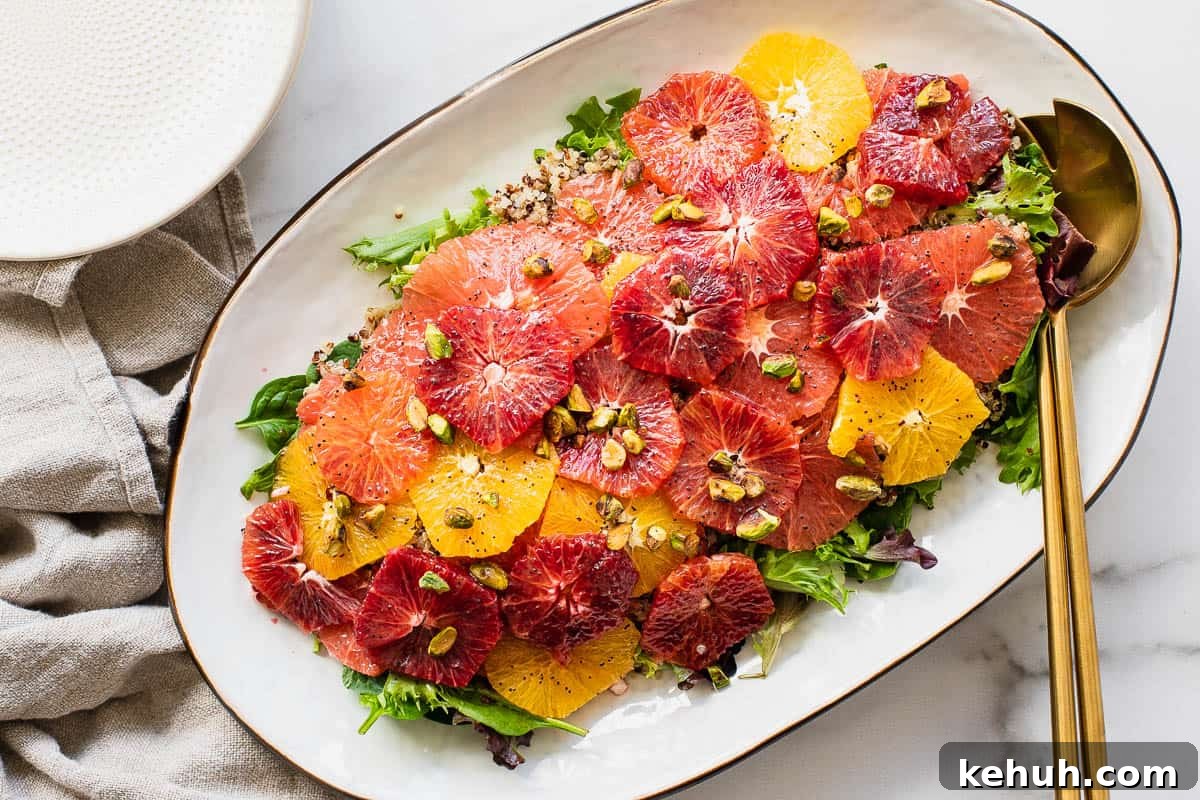 Citrus Quinoa Salad with Avocado and Mint 2 citrus salad on a large platter