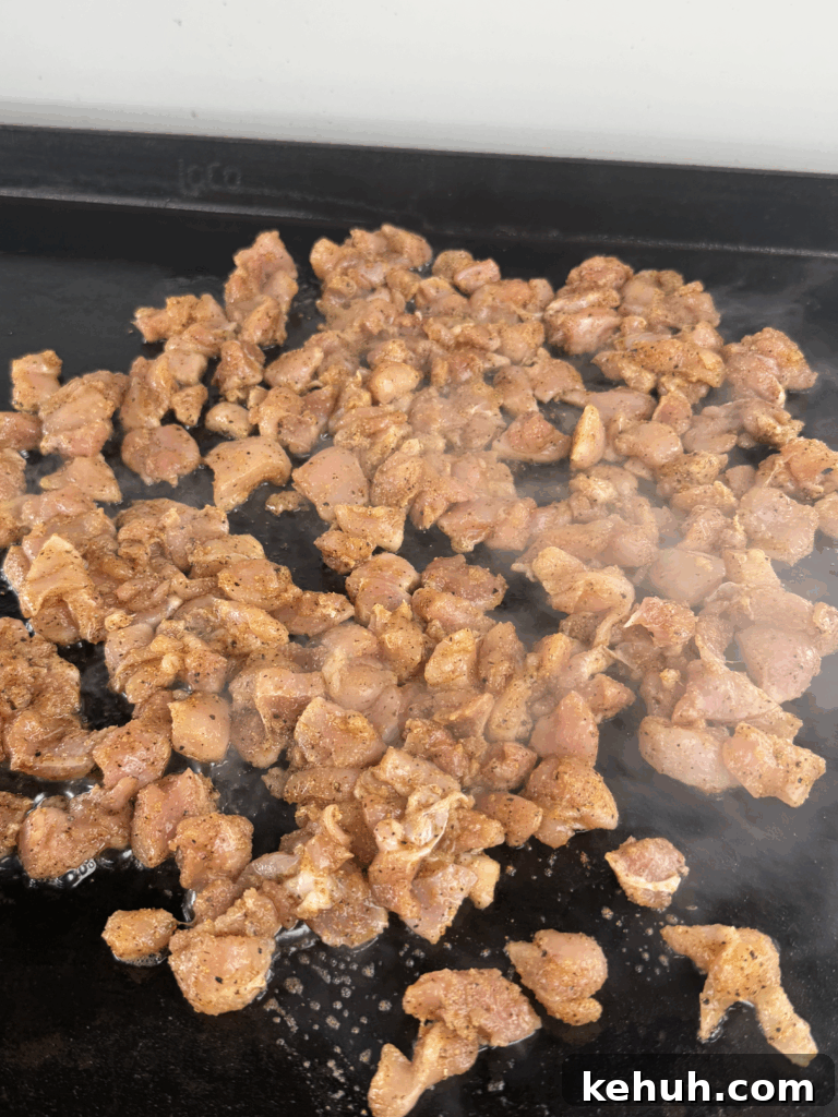 cooked chicken on the griddle
