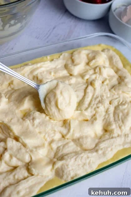 Adding ricotta layer to the cake layer