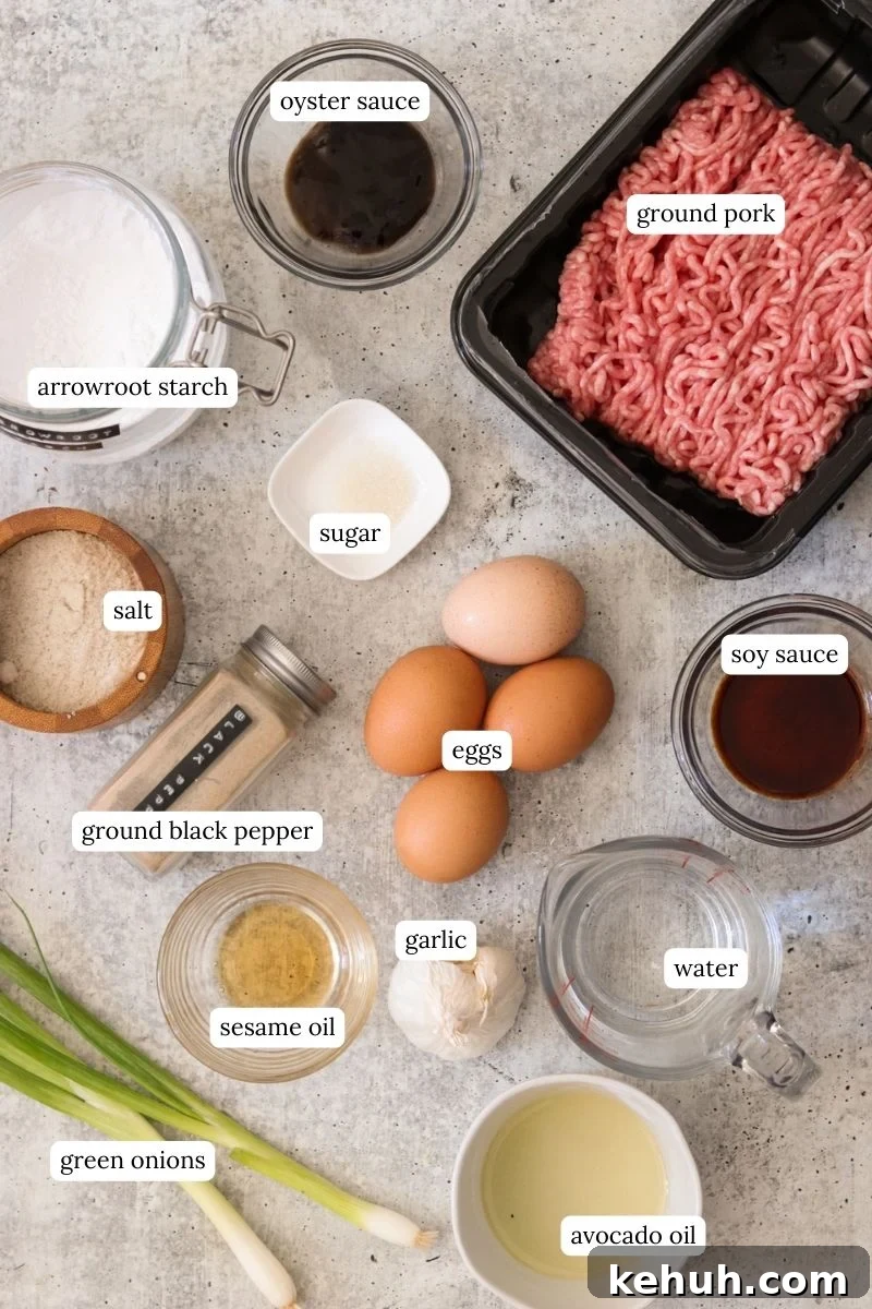 recipe ingredients in small bowls and labeled. 
