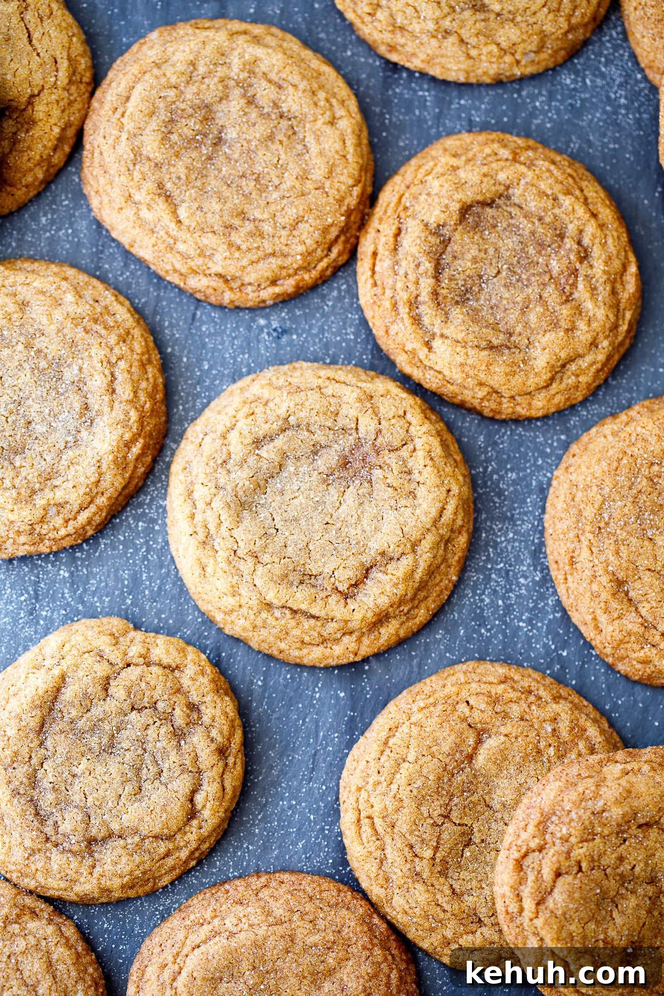 Soft Ginger Molasses Cookies Recipe — Chewy Spiced Cookies 2 easy chewy holiday cookies on a baking sheet