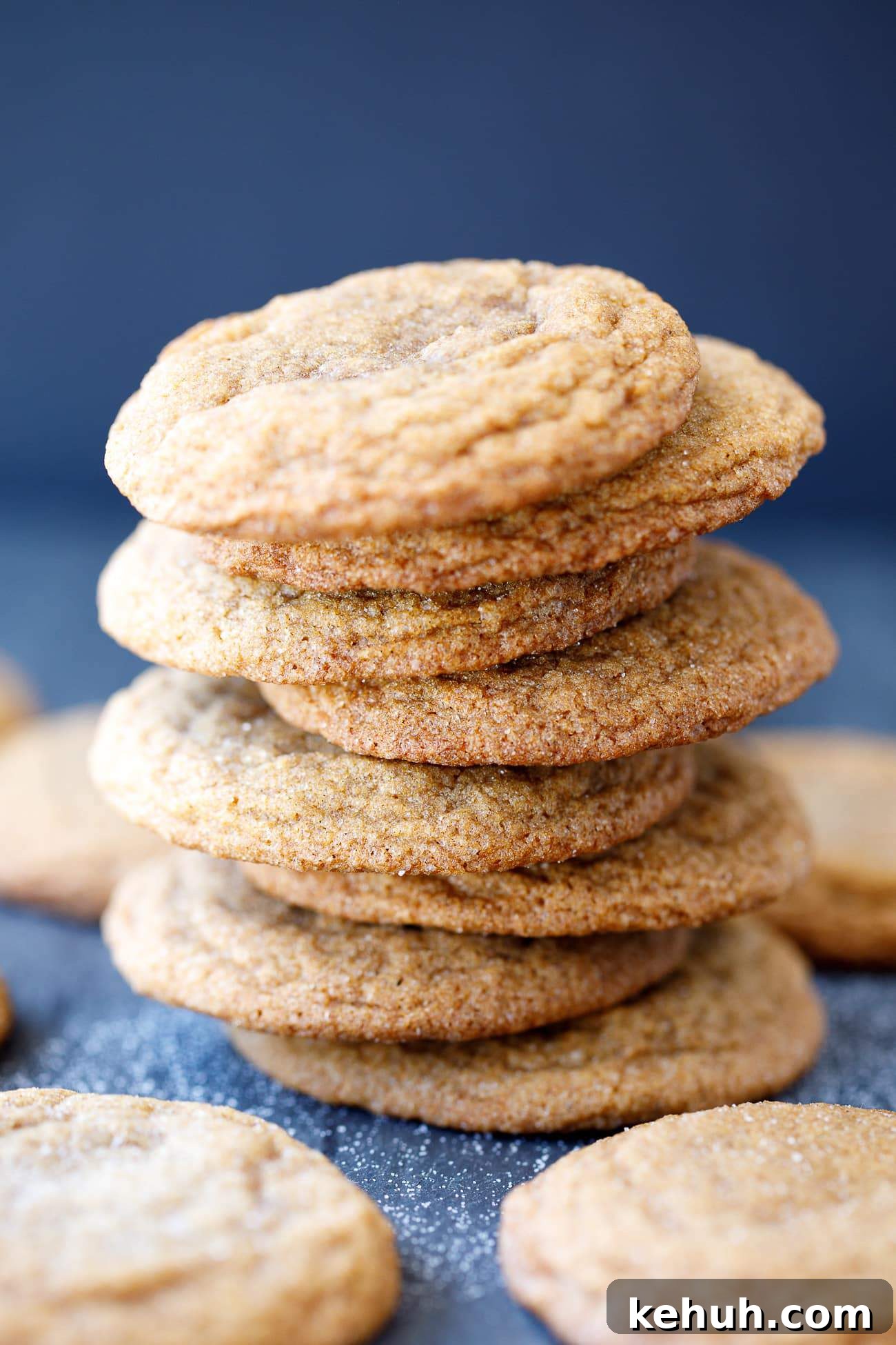 Soft Ginger Molasses Cookies Recipe — Chewy Spiced Cookies 3 stack of cookies
