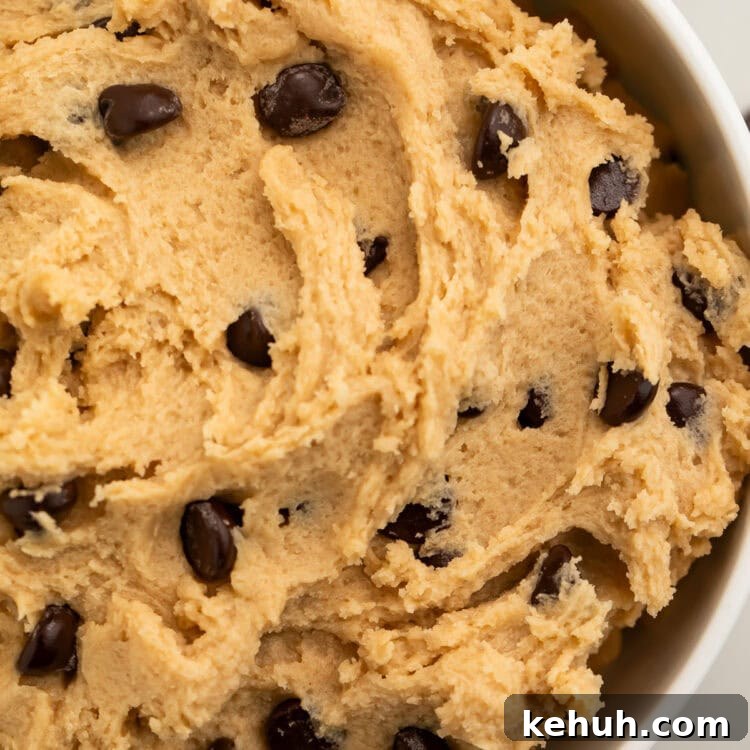 Vegan Cookie Dough Recipes: Safe-to-Eat & No-Bake Options 5 Close-up of a large bowl of vegan cookie dough.