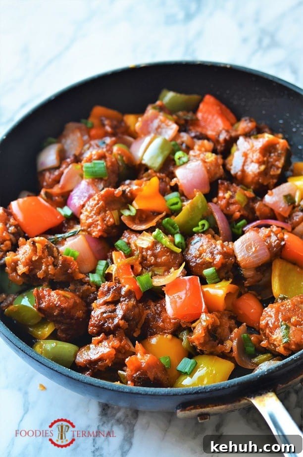 Air fryer chilli chicken dry in a skillet