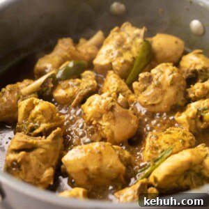 shot of andhra chilli chicken in a kadai
