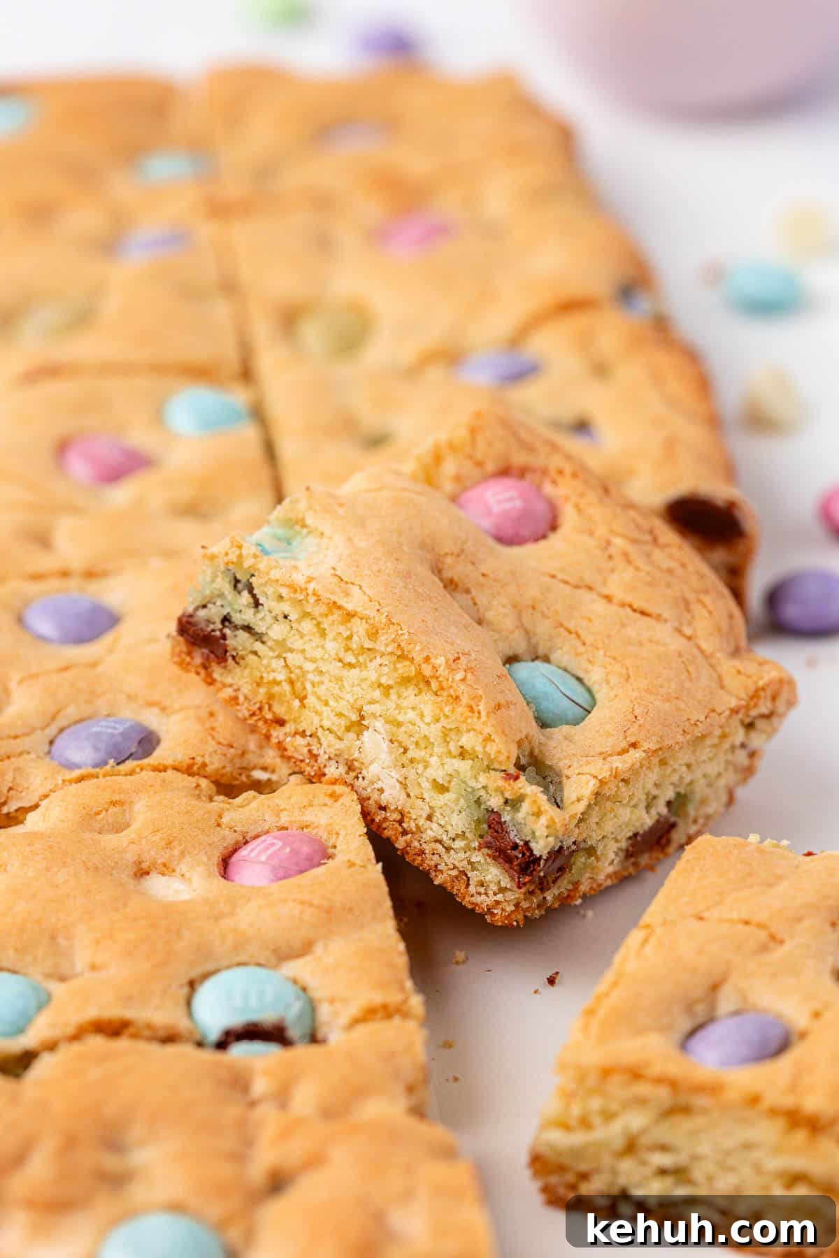 Easter cookie bars with m&m's