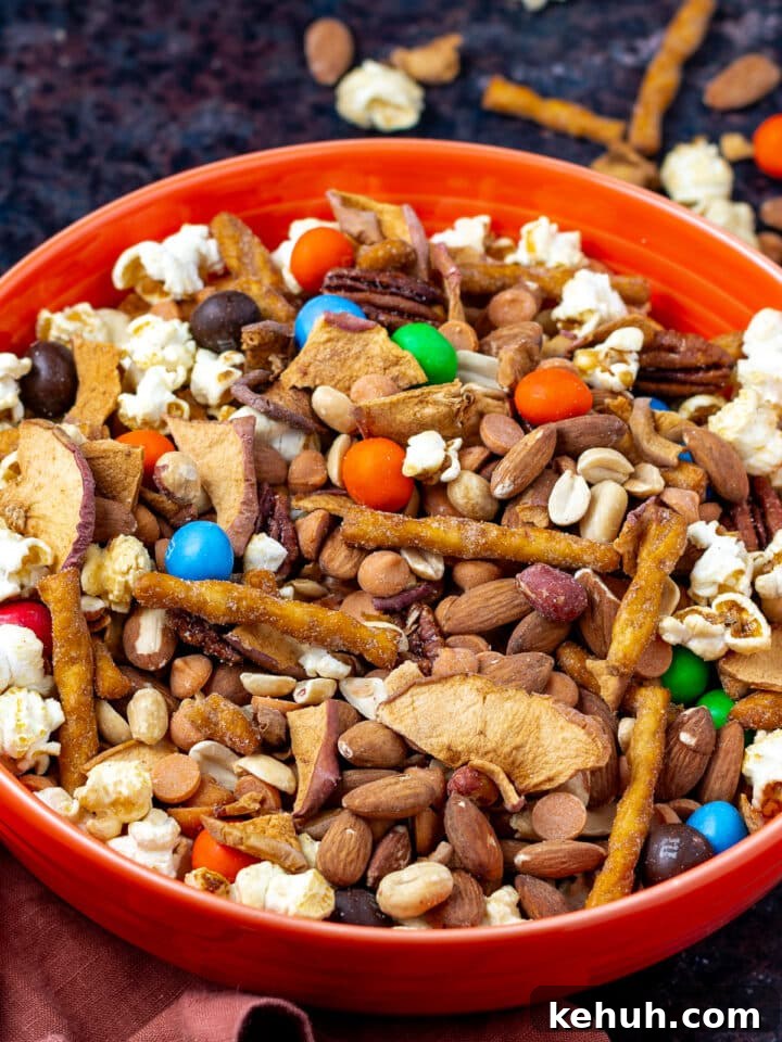large bowl full of caramel apple snack mix