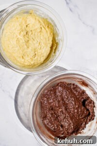 chocolate and regular banana bread batter