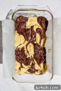 marble banana bread swirled