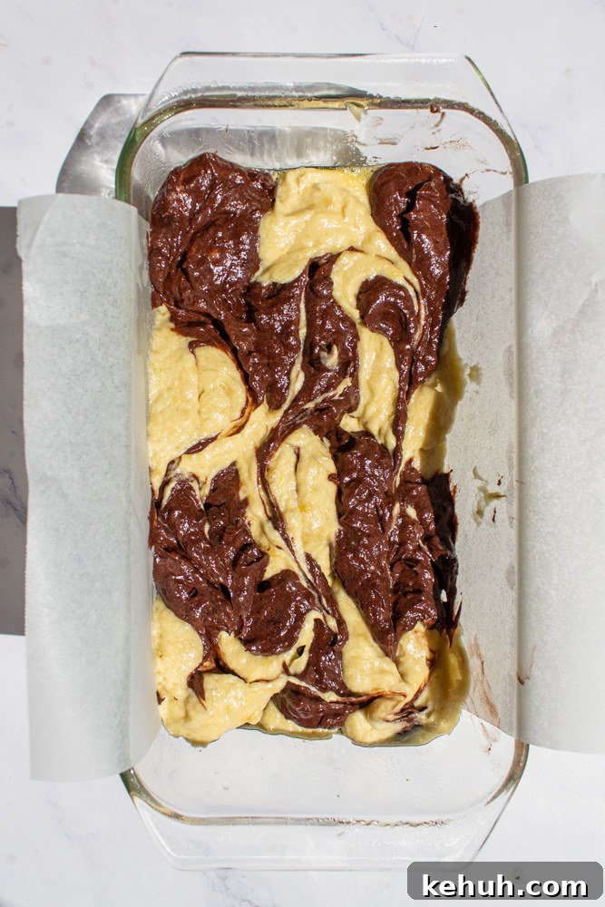 marble banana bread swirled
