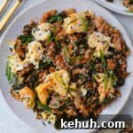Kimchi fried rice on plate.