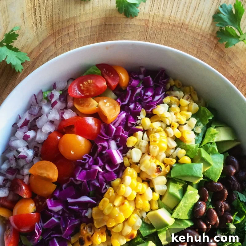 Mexican Rainbow Chopped Salad Recipe with Zesty Lime Dressing 2 healthy mexican rainbow salad | www.nyssaskitchen.com