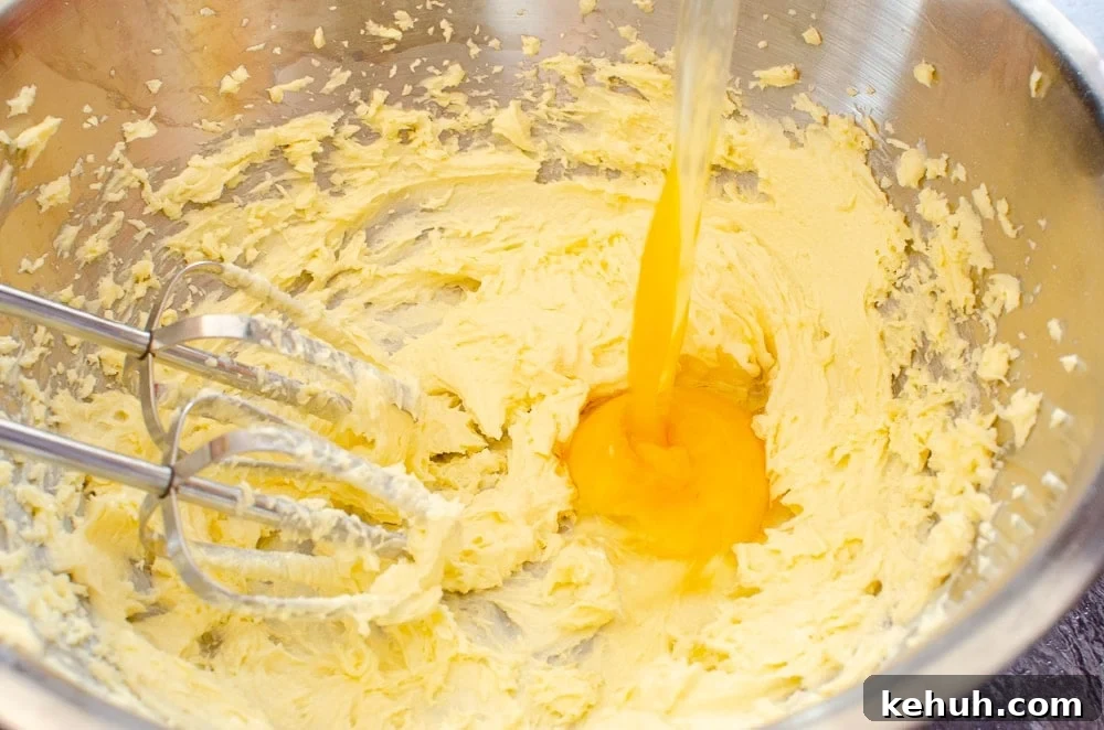 Thumbprint Cookies with Jam, Curd, or Chocolate Filling 11 Butter, sugar and egg being whisked in a silver bowl to make our cookie mix