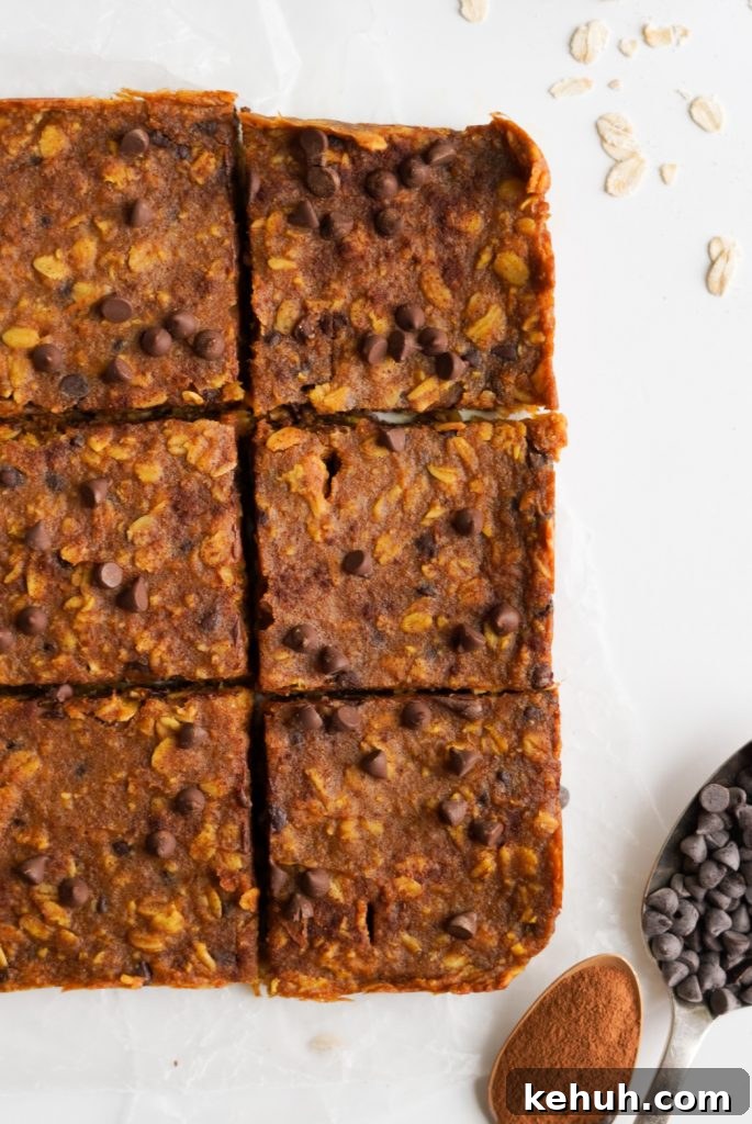 Chocolate Chip Pumpkin Oatmeal Breakfast Bars — Simple Recipe 4 pumpkin breakfast bars