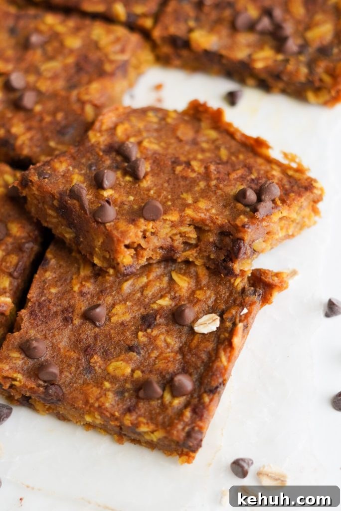 Chocolate Chip Pumpkin Oatmeal Breakfast Bars — Simple Recipe 5 healthy pumpkin oatmeal bars
