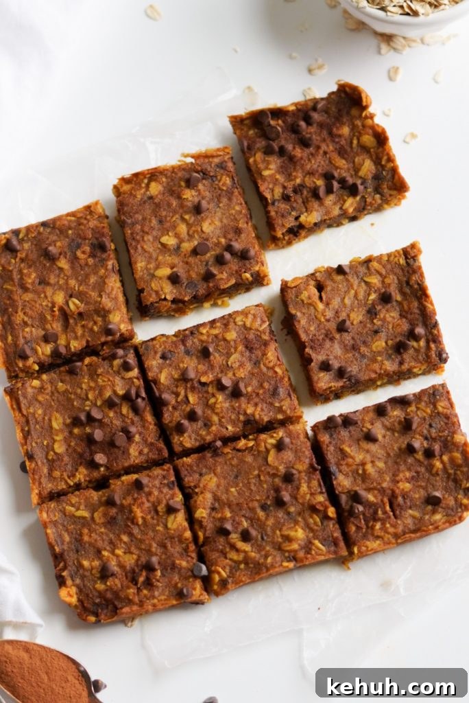 Chocolate Chip Pumpkin Oatmeal Breakfast Bars — Simple Recipe 9 healthy pumpkin oatmeal bars