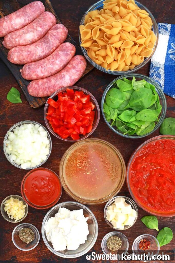 Instant Pot Spicy Sausage Pasta Recipe for Quick Weeknight Meals 3 instant pot spicy sausage pasta ingredients