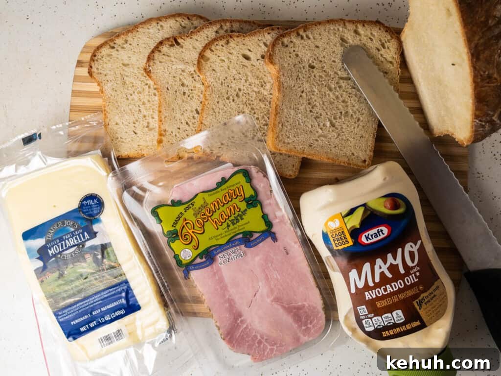 Air Fryer Ham and Grilled Cheese Sandwich Recipe 3 Ham and Cheese Sandwich in the air fryer ingredients