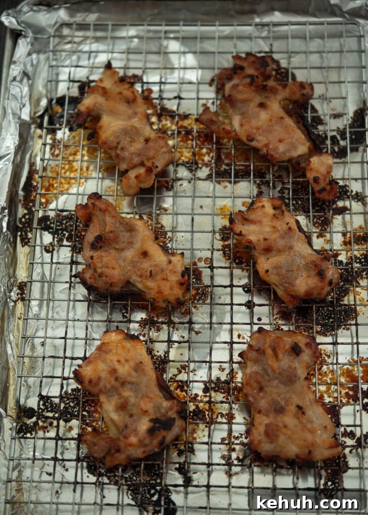 Broiled miso chicken thighs with a caramelized, charred look