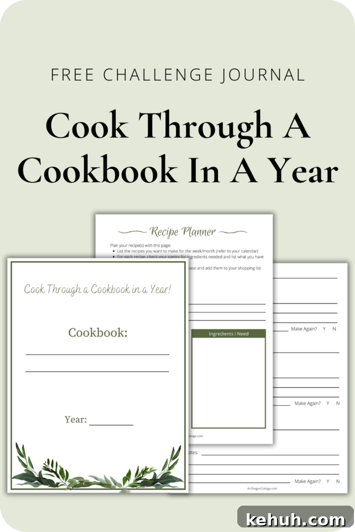 Cookbook Challenge: Cook All Year with Free Printable Meal Journal 2 cookbook challenge pages