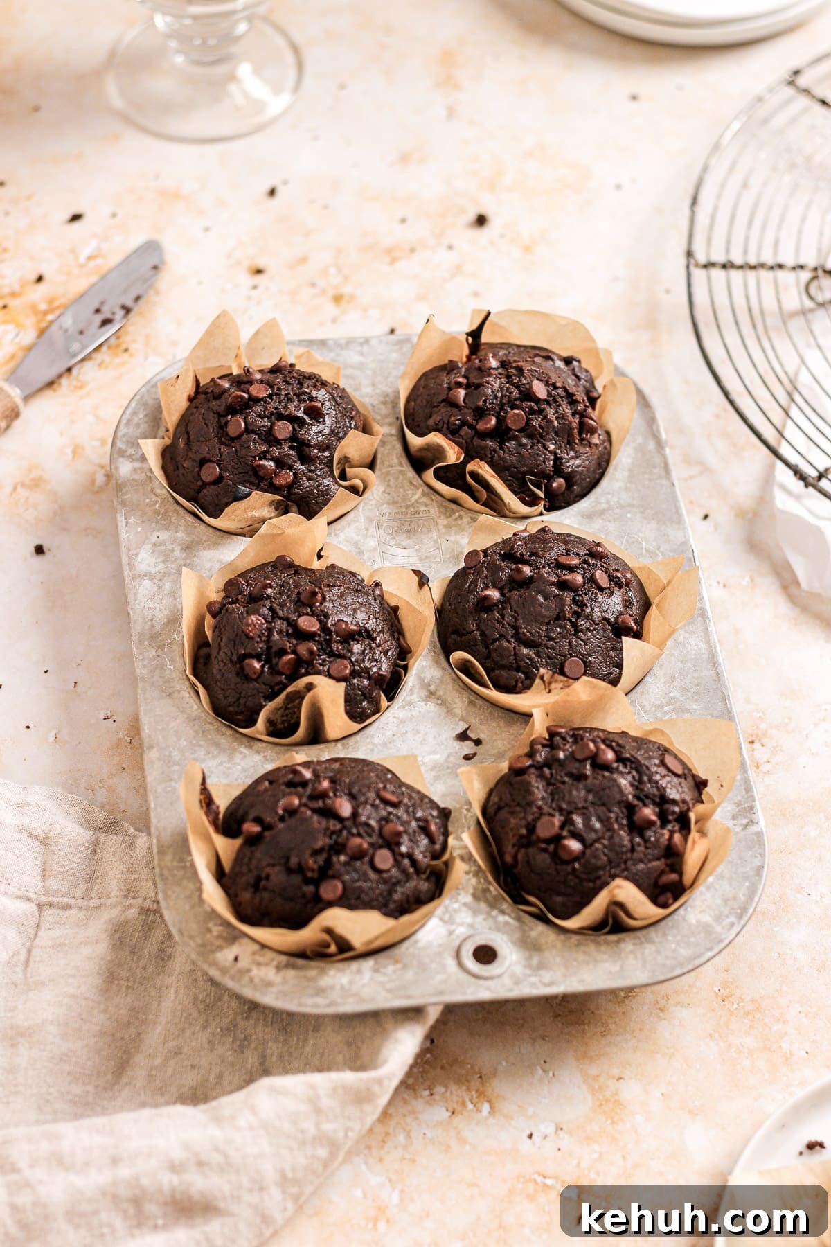 Double Chocolate Espresso Banana Muffins Recipe 3 double chocolate banana muffins with chocolate chips