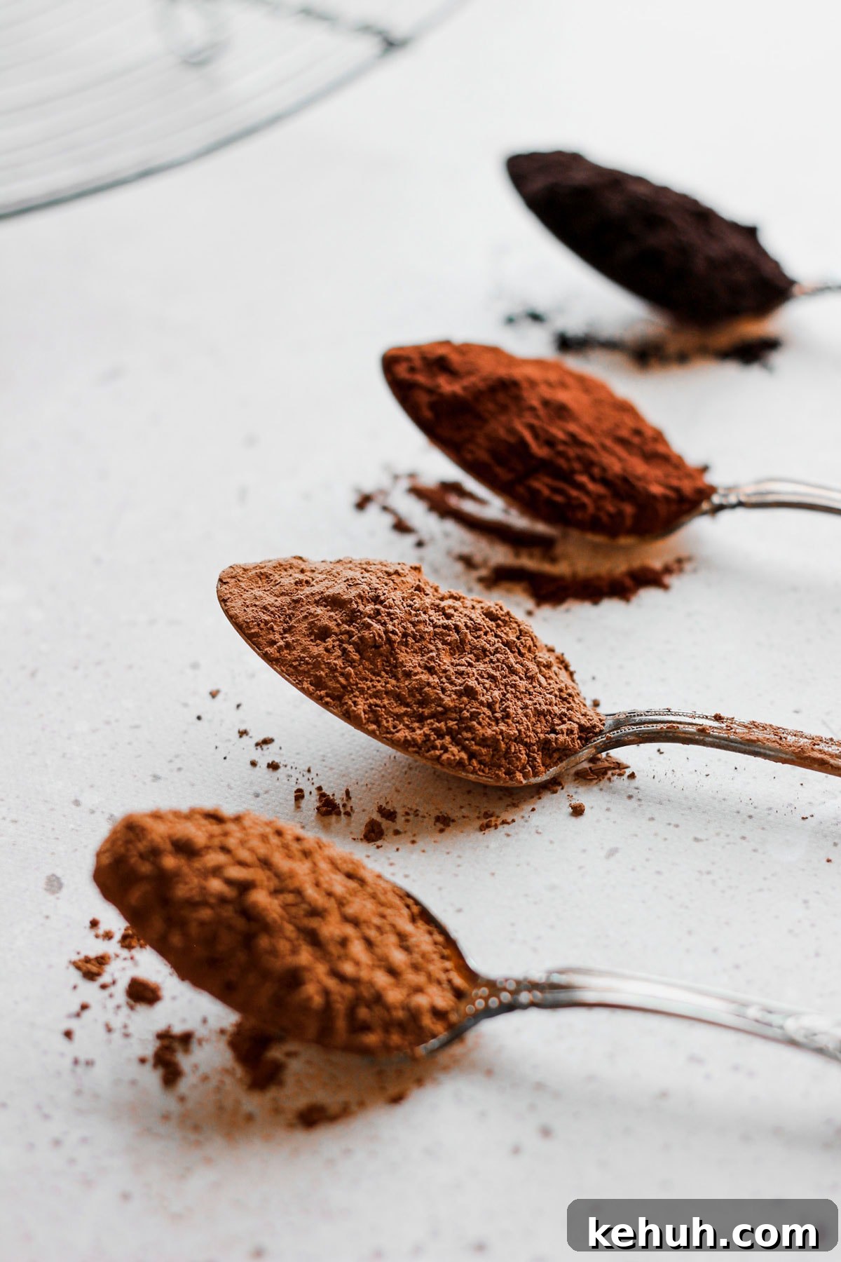 Double Chocolate Espresso Banana Muffins Recipe 4 cocoa powder on spoons