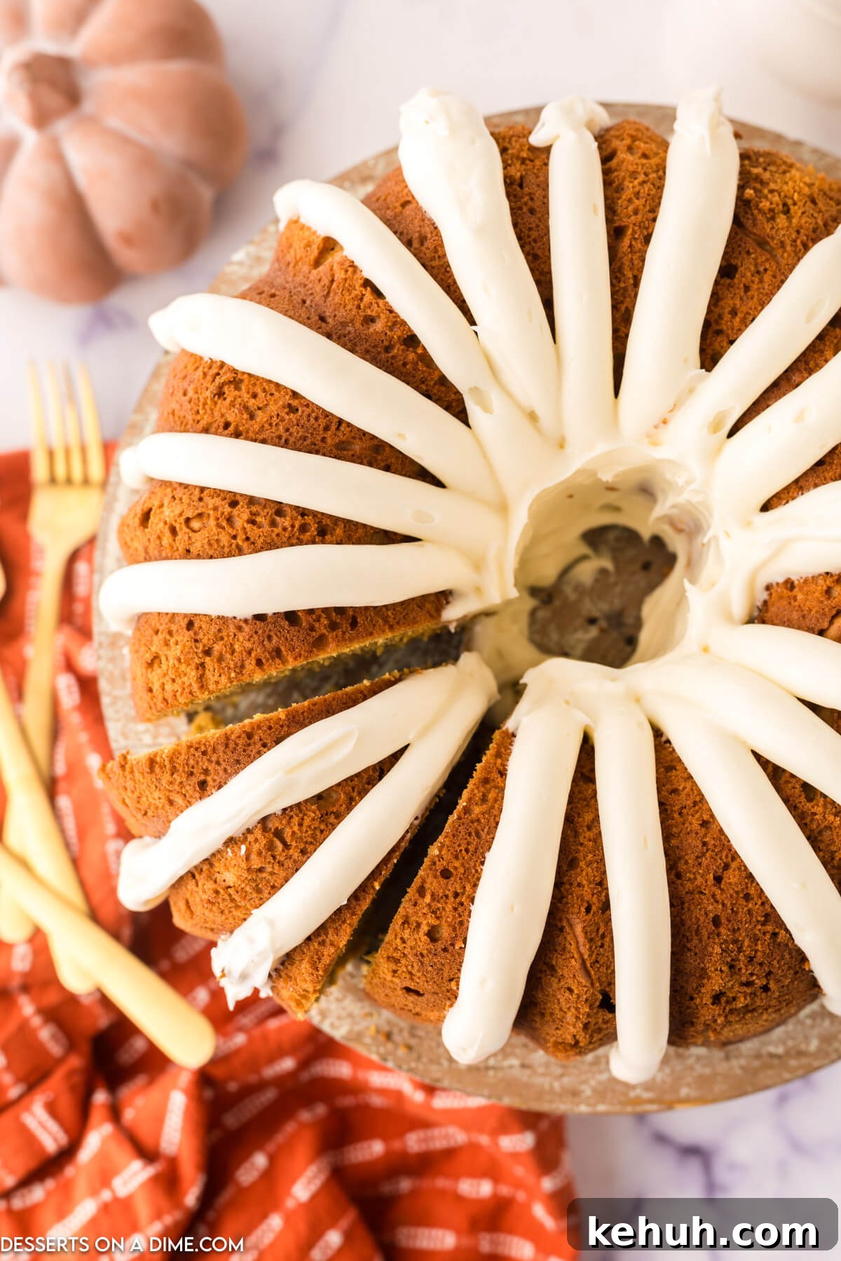 Moist Pumpkin Bundt Cake with Spiced Glaze 13 Bundt Cake topped with frosting.