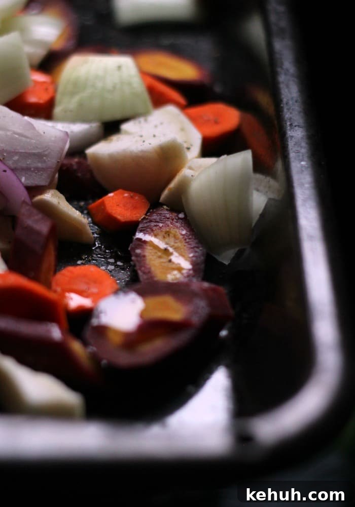 Crispy Oven-Roasted Vegetables with Garlic and Herbs 3 A combination of brightly colored roasted vegetables, crisped to perfection! Both gluten free and Paleo friendly!