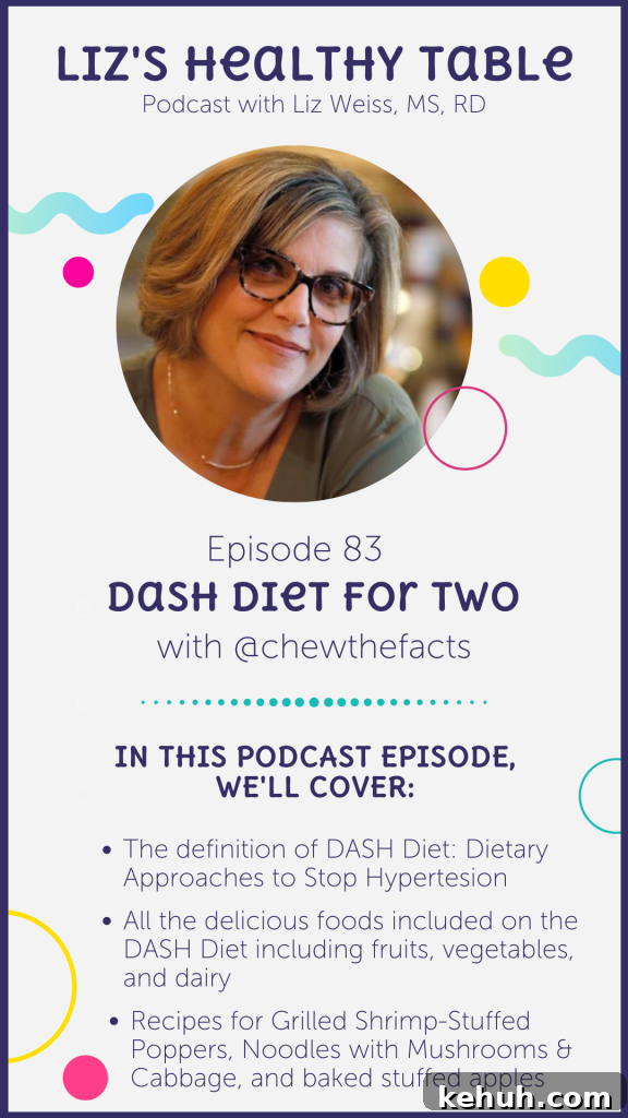 DASH Diet for Couples: Practical Tips with Rosanne Rust, MS, RDN 9 Dash Diet for Two via lizshealthytable.com/podcast #dashdiet