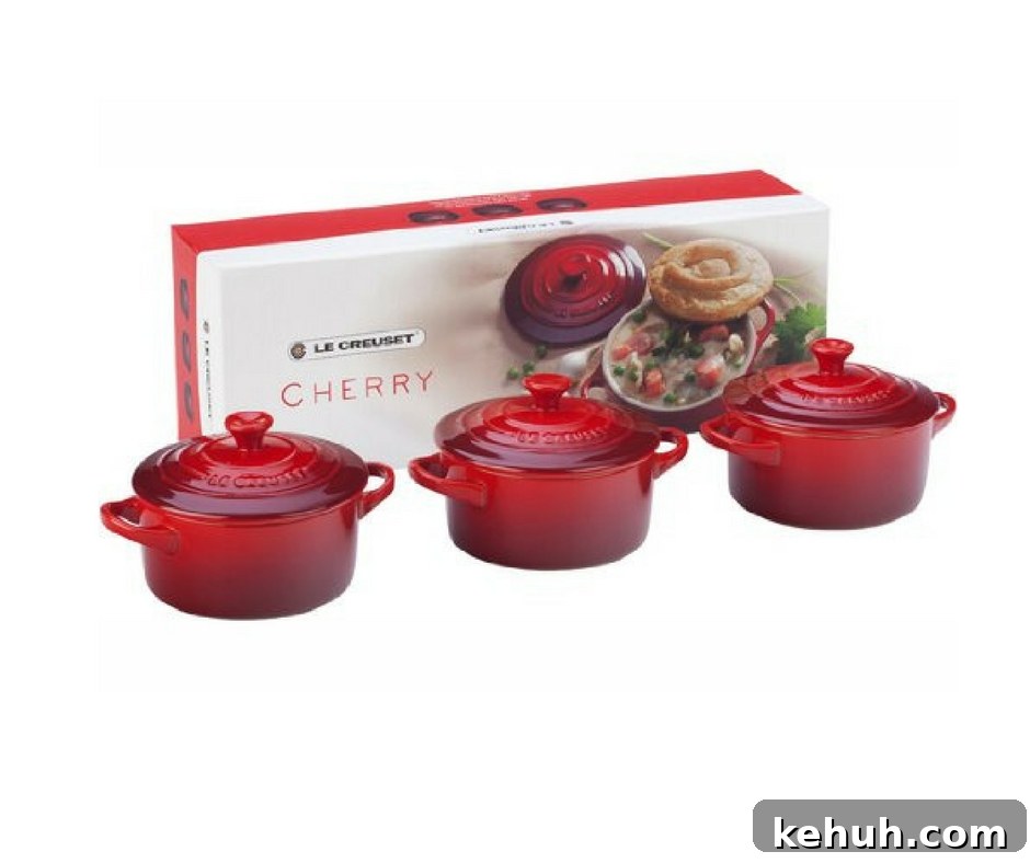 Paris Gift Guide: Perfect Presents for Lovers of Paris 6 Mini Red Le Creuset Casseroles.